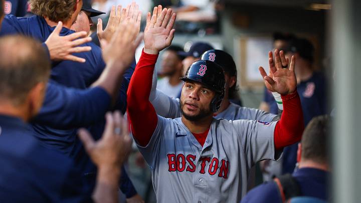 Jun 19, 2026; Seattle, Washington, USA; Boston Red Sox first baseman Willson Contreras (40) celebrates scoring in the sixth inning against the Seattle Mariners at T-Mobile Park. Mandatory Credit: Kevin Ng-Imagn Images Jun 19, 2026; Seattle, Washington, USA; Boston Red Sox first baseman Willson Contreras (40) celebrates scoring in the sixth inning against the Seattle Mariners at T-Mobile Park. Mandatory Credit: Kevin Ng-Imagn Images