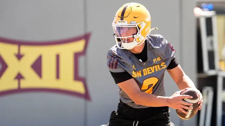 Arizona State quarterback Jake Fette (2) during practice on April 21, 2026, at Kajikawa practice fields in Tempe. Fette saw his first regular season action on Oct. 24 against Kansas State. Arizona State quarterback Jake Fette (2) during practice on April 21, 2026, at Kajikawa practice fields in Tempe. Fette saw his first regular season action on Oct. 24 against Kansas State.