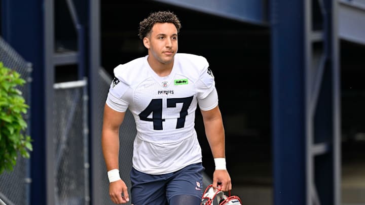 Jun 9, 2025; Foxborough, MA, USA; New England Patriots long snapper Julian Ashby (47) walks to the practice fields at Gillette Stadium. Mandatory Credit: Eric Canha-Imagn Images Jun 9, 2025; Foxborough, MA, USA; New England Patriots long snapper Julian Ashby (47) walks to the practice fields at Gillette Stadium. Mandatory Credit: Eric Canha-Imagn Images