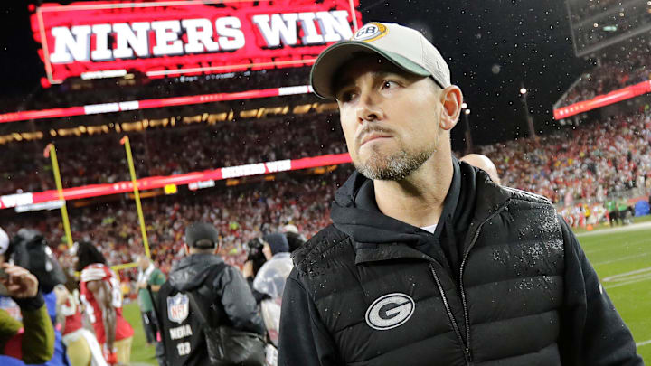 Green Bay Packers head coach Matt LaFleur leaves the field after losing to the San Francisco 49ers during their NFC divisional playoff football game Saturday, January 20, 2024, at Levi's Stadium in Santa Clara, California.