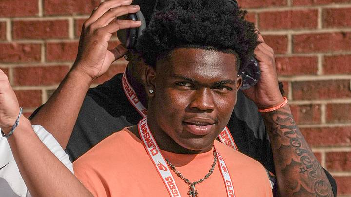 Kaden Henderson of Jesuit High in Florida during a Clemson football recruiting visit before kickoff with LSU at Memorial Stadium in Clemson, S.C. Saturday, August 30, 2025.
