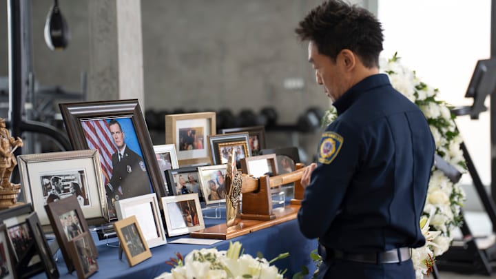 9-1-1 - ÒThe Last AlarmÓ - Following the tragic events at the lab, the 118 must come together to lay their fallen hero to rest. Meanwhile, despite her own grief, Athena re-investigates the death of a child to help a grieving mother. THURSDAY, MAY 1 (8:00-9:00 p.m. EDT) on ABC. (Disney/Christopher Willard) 
KENNETH CHOI
