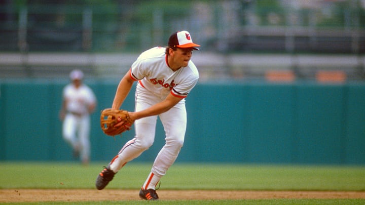 Baltimore Orioles: Orioles shortstop Cal Ripken Jr makes a play on a ground ball