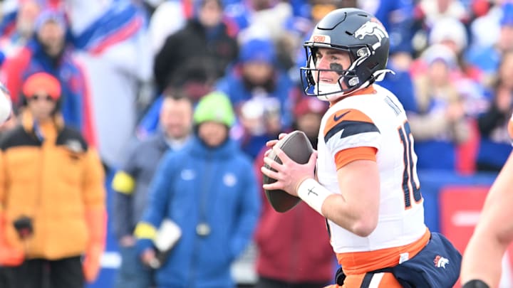 Bo Nix and the Broncos are battling the Bills in Buffalo. 