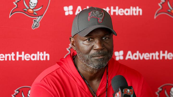 Tampa Bay Buccaneers head coach Todd Bowles talks to media after training camp at AdventHealth Training Center. Tampa Bay Buccaneers head coach Todd Bowles talks to media after training camp at AdventHealth Training Center.