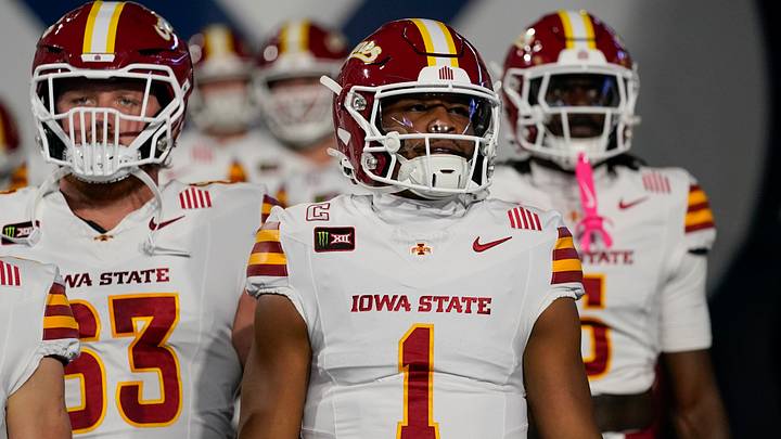 Oct 9, 2026; Provo, Utah, USA; Iowa State Cyclones quarterback Jaylen Raynor (1) leads his team on the field prior to a game against the BYU Cougars at LaVell Edwards Stadium. Mandatory Credit: Aaron Baker-Imagn Images Oct 9, 2026; Provo, Utah, USA; Iowa State Cyclones quarterback Jaylen Raynor (1) leads his team on the field prior to a game against the BYU Cougars at LaVell Edwards Stadium. Mandatory Credit: Aaron Baker-Imagn Images