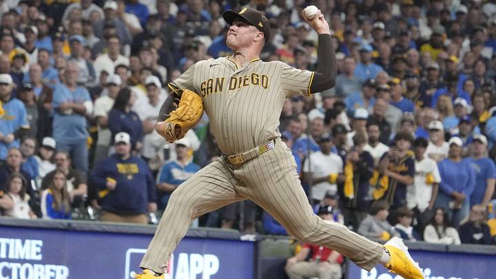 Oct 3, 2026; Milwaukee, Wisconsin, USA; San Diego Padres pitcher Adrian Morejon (50) pitches against the Milwaukee Brewers during the seventh inning at American Family Field. Mandatory Credit: Michael McLoone-Imagn Images Oct 3, 2026; Milwaukee, Wisconsin, USA; San Diego Padres pitcher Adrian Morejon (50) pitches against the Milwaukee Brewers during the seventh inning at American Family Field. Mandatory Credit: Michael McLoone-Imagn Images