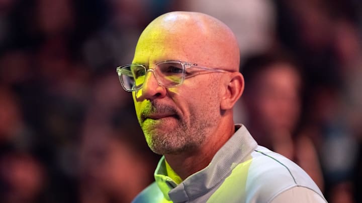 Apr 8, 2026; Phoenix, Arizona, USA; Dallas Mavericks head coach Jason Kidd against the Phoenix Suns at Mortgage Matchup Center. Mandatory Credit: Mark J. Rebilas-Imagn Images
