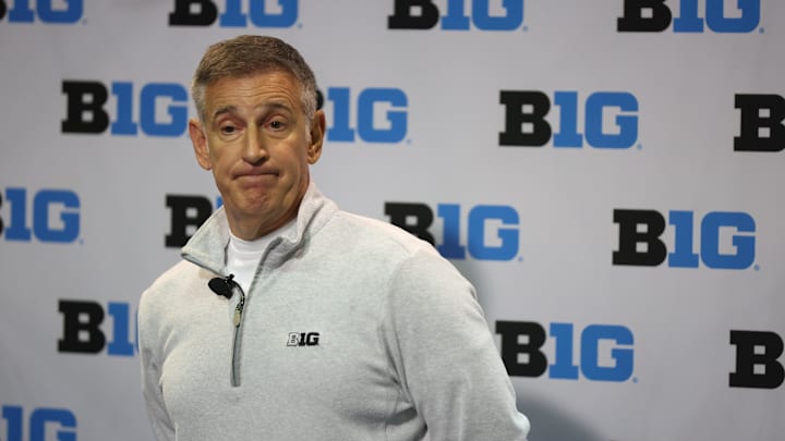 Oct 9, 2025; Rosemont, IL, USA; Big Ten Commissioner Tony Petitti speaks during Big Ten Men’s Basketball Media Days at the Donald E. Stephens Convention Center. Mandatory Credit: Talia Sprague-Imagn Images