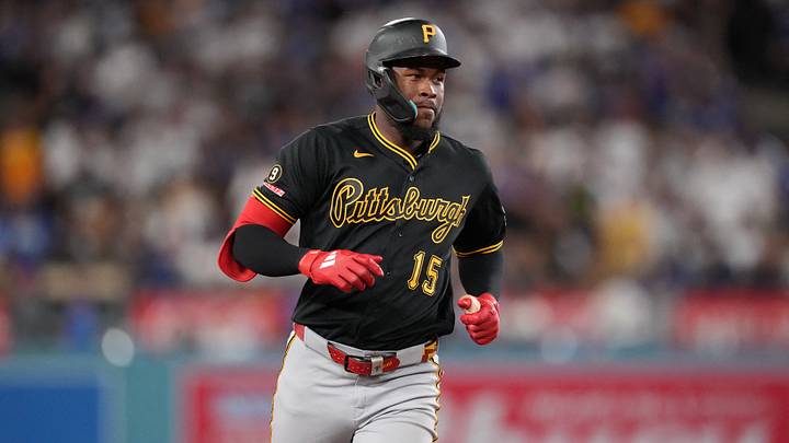 Aug 21, 2026; Los Angeles, California, USA; Pittsburgh Pirates center fielder Oneil Cruz (15) runs the bases after hitting a two-run home run in the eighth inning against the Los Angeles Dodgers]at Dodger Stadium. Mandatory Credit: Kirby Lee-Imagn Images