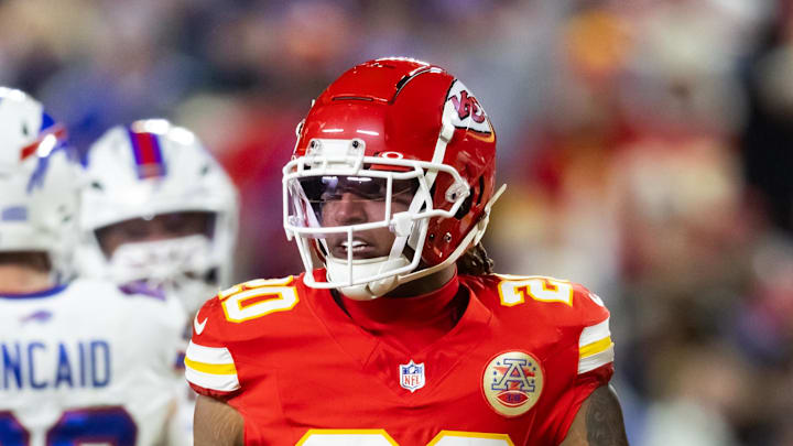 Jan 26, 2025; Kansas City, MO, USA; Kansas City Chiefs safety Justin Reid (20) against the Buffalo Bills in the AFC Championship game at GEHA Field at Arrowhead Stadium. Mandatory Credit: Mark J. Rebilas-Imagn Images Jan 26, 2025; Kansas City, MO, USA; Kansas City Chiefs safety Justin Reid (20) against the Buffalo Bills in the AFC Championship game at GEHA Field at Arrowhead Stadium. Mandatory Credit: Mark J. Rebilas-Imagn Images