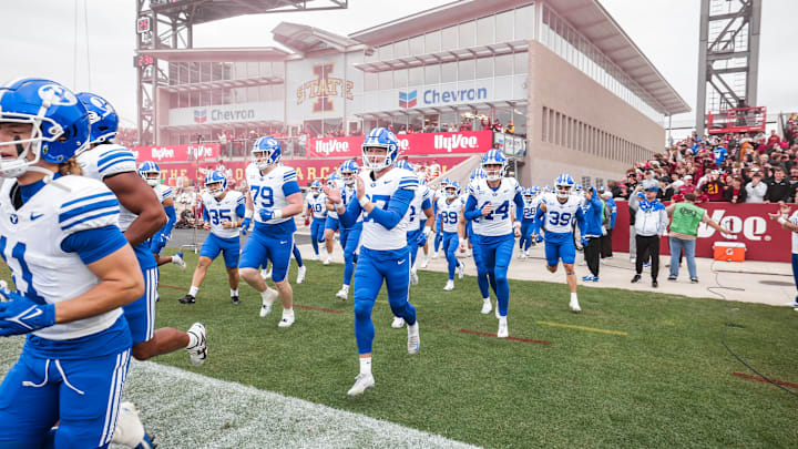 BYU runs out of the tunnel against Iowa State