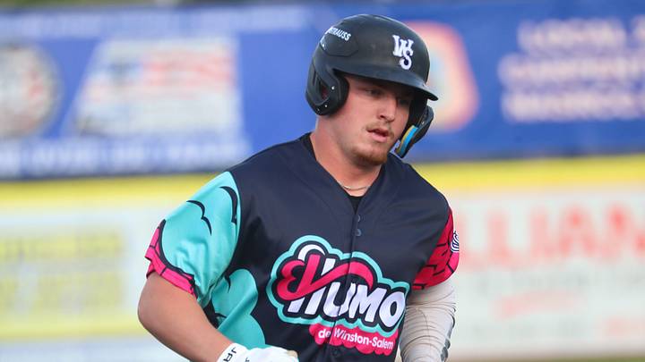 Winston-Salem’s Caleb Bonemer rounds third base after hitting a home run during their game versus the Hudson Valley Renegades on May 5, 2026. Winston-Salem’s Caleb Bonemer rounds third base after hitting a home run during their game versus the Hudson Valley Renegades on May 5, 2026.