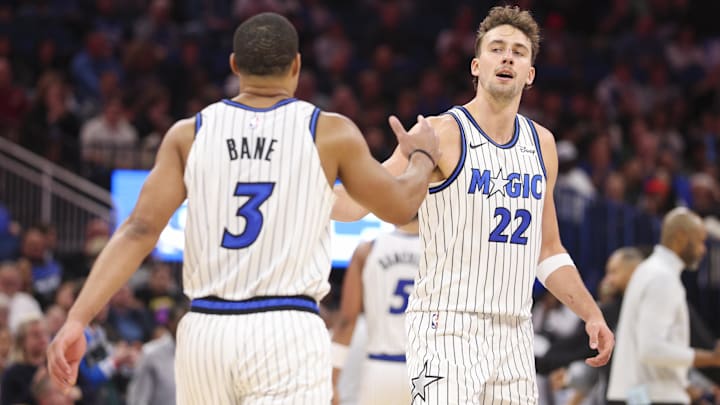 Orlando Magic guard Desmond Bane (3) and forward Franz Wagner (22) have enjoyed great seasons, but they're unlikely to result in a spot in the All-Star Game. Mandatory Credit: Nathan Ray Seebeck-Imagn Images