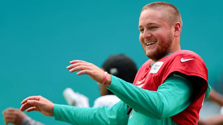 Aug 8, 2026; Miami Gardens, FL, USA; Miami Dolphins quarterback Quinn Ewers