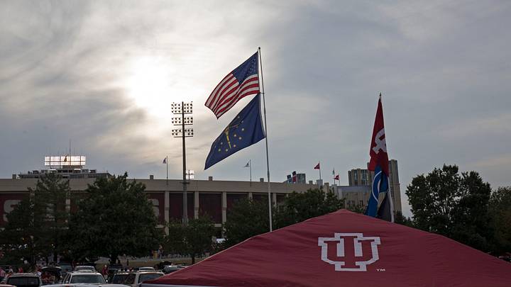 Aug 31, 2017; Bloomington, IN, USA; A view of the American and Indiana flag at a Indiana Hoosiers tailgate prior to the game against the Ohio State Buckeyes at Memorial Stadium. Mandatory Credit: Aaron Doster-USA TODAY Sports Aug 31, 2017; Bloomington, IN, USA; A view of the American and Indiana flag at a Indiana Hoosiers tailgate prior to the game against the Ohio State Buckeyes at Memorial Stadium. Mandatory Credit: Aaron Doster-USA TODAY Sports