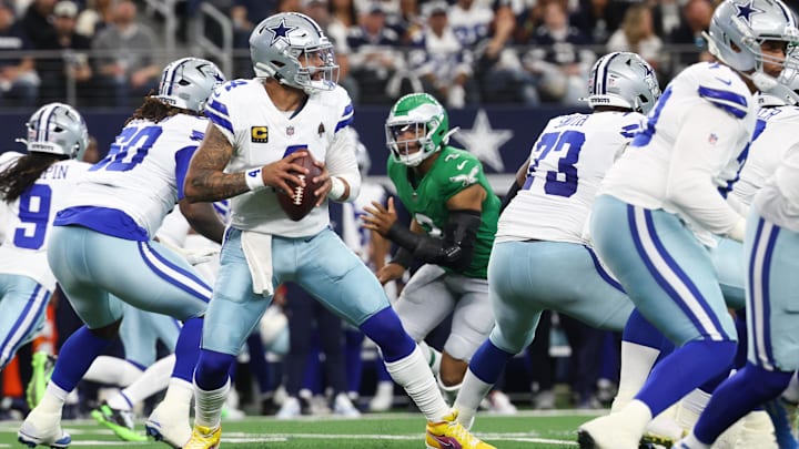 Dallas Cowboys quarterback Dak Prescott looks to throw during the first quarter against the Philadelphia Eagles. Dallas Cowboys quarterback Dak Prescott looks to throw during the first quarter against the Philadelphia Eagles.