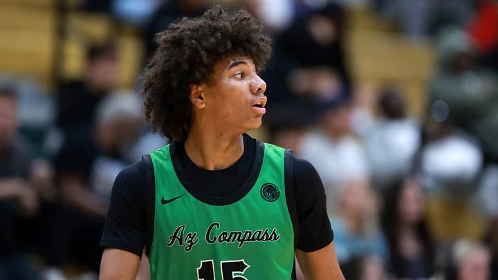 Jan 2, 2026; Mesa, AZ, USA; Arizona Compass Prep forward DeMarcus Henry (15) against Spire Institute (OH) during the HoopHall West Tournament at Skyline High School. Mandatory Credit: Mark J. Rebilas-Imagn Images