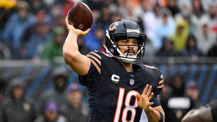 Chicago Bears quarterback Caleb Williams (18) throws a pass against the Minnesota Vikings during the first quarter at Soldier Field. Mandatory Credit: Matt Marton-Imagn Images Chicago Bears quarterback Caleb Williams (18) throws a pass against the Minnesota Vikings during the first quarter at Soldier Field. Mandatory Credit: Matt Marton-Imagn Images