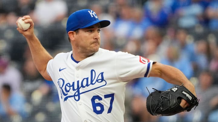 May 6, 2025; Kansas City, Missouri, USA; Kansas City Royals starting pitcher Seth Lugo (67) delivers a pitch against the Chicago White Sox in the first inning at Kauffman Stadium. Mandatory Credit: Denny Medley-Imagn Images May 6, 2025; Kansas City, Missouri, USA; Kansas City Royals starting pitcher Seth Lugo (67) delivers a pitch against the Chicago White Sox in the first inning at Kauffman Stadium. Mandatory Credit: Denny Medley-Imagn Images