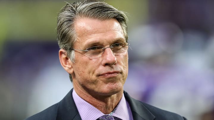 Nov 4, 2018; Minneapolis, MN, USA; Minnesota Vikings general manager Rick Spielman looks on prior to the game against the Detroit Lions at U.S. Bank Stadium.