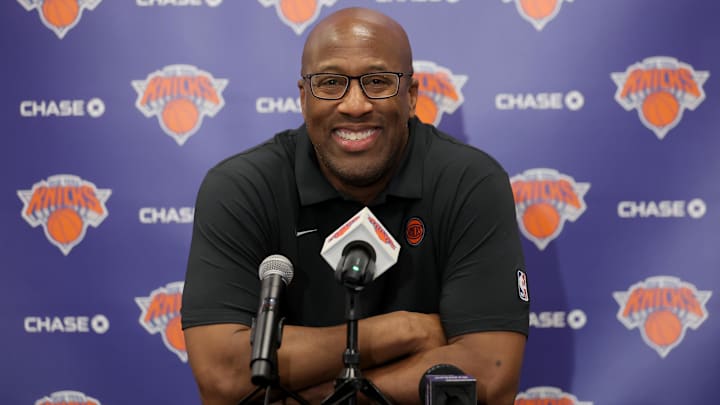 Sep 23, 2025; New York, NY, USA; New York Knicks head coach Mike Brown speaks to the media during a media day press conference at the Madison Square Garden training center. Mandatory Credit: Brad Penner-Imagn Images Sep 23, 2025; New York, NY, USA; New York Knicks head coach Mike Brown speaks to the media during a media day press conference at the Madison Square Garden training center. Mandatory Credit: Brad Penner-Imagn Images