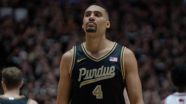 Purdue Boilermakers forward Trey Kaufman-Renn (4) looks into the crowd.