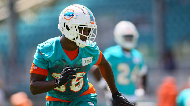 Miami Dolphins cornerback Storm Duck (36) works out during mandatory minicamp at Baptist Health Training Complex last spring.