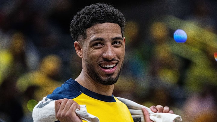 Mar 2, 2025; Indianapolis, Indiana, USA; Indiana Pacers guard Tyrese Haliburton (0) in the first half against the Chicago Bulls at Gainbridge Fieldhouse. Mandatory Credit: Trevor Ruszkowski-Imagn Images