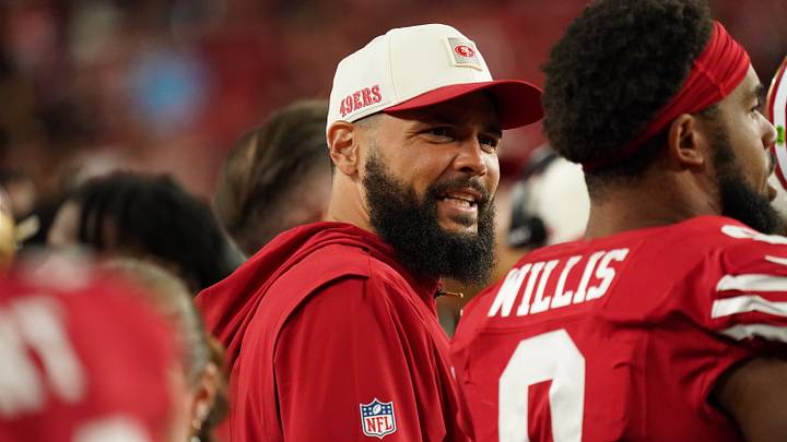 Aug 13, 2026; Santa Clara, California, USA; San Francisco 49ers wide receiver Mike Evans (5) watches from the sideline during a game against the Tennessee Titans in the fourth quarter at Levi's Stadium. Mandatory Credit: David Gonzales-Imagn Images Aug 13, 2026; Santa Clara, California, USA; San Francisco 49ers wide receiver Mike Evans (5) watches from the sideline during a game against the Tennessee Titans in the fourth quarter at Levi's Stadium. Mandatory Credit: David Gonzales-Imagn Images