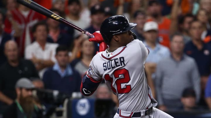 Jorge Soler hit one of the most memorable home runs in Atlanta Braves history in the World Series against the Houston Astros. Jorge Soler hit one of the most memorable home runs in Atlanta Braves history in the World Series against the Houston Astros.