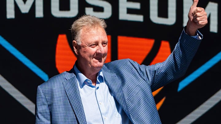 Larry Bird waves at the crowd gathered Thursday, May 30, 2024, for the grand opening ceremony of the Larry Bird Museum in Terre Haute, Indiana. Larry Bird waves at the crowd gathered Thursday, May 30, 2024, for the grand opening ceremony of the Larry Bird Museum in Terre Haute, Indiana.