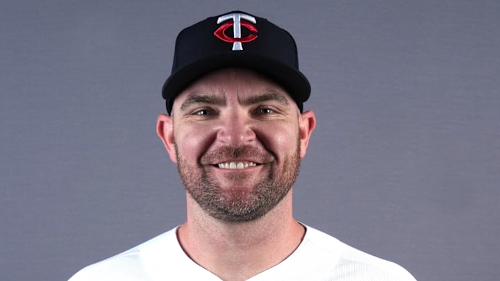Feb 19, 2026; Lee County, FL, USA;  Minnesota Twins right-handed pitcher Liam Hendriks (31) poses for a portrait during photo day at Hammond Stadium. Mandatory Credit: Jim Rassol-Imagn Images

