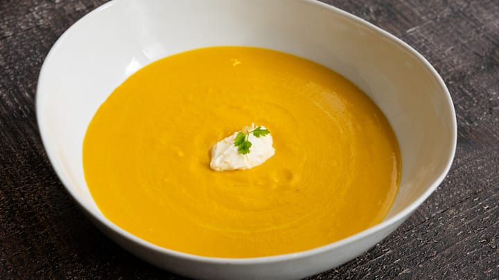 Sweet Potato & Kabocha Squash Soup Citrus Cream Sweet Potato & Kabocha Squash Soup Citrus Cream