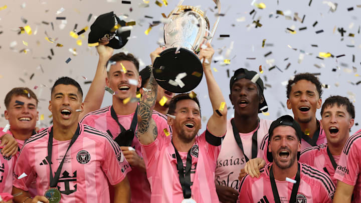Lionel Messi (center) won MLS Cup in his second full year at Inter Miami.