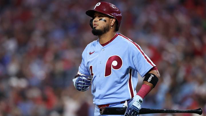 Sep 24, 2026; Philadelphia, Pennsylvania, USA; Philadelphia Phillies second baseman Luis Arraez (4) prepares to bat during the third inning against the Milwaukee Brewers at Citizens Bank Park. Mandatory Credit: Bill Streicher-Imagn Images Sep 24, 2026; Philadelphia, Pennsylvania, USA; Philadelphia Phillies second baseman Luis Arraez (4) prepares to bat during the third inning against the Milwaukee Brewers at Citizens Bank Park. Mandatory Credit: Bill Streicher-Imagn Images