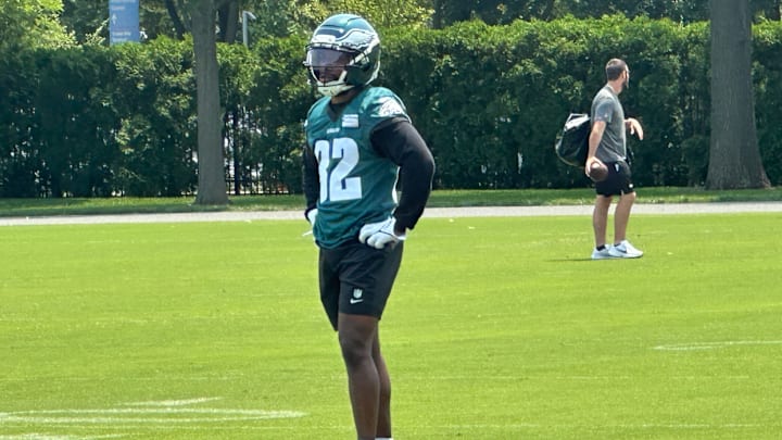 Eagles WR Ainias Smith at an OTA practice on June 3, 2025. 