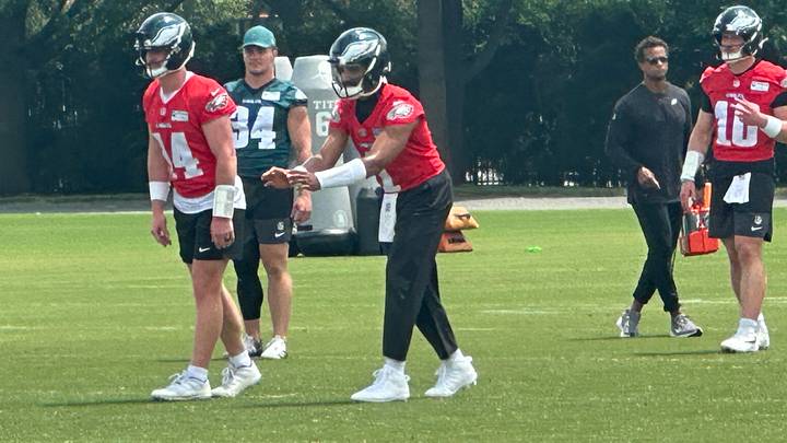 Eagles quarterback Jalen Hurts at mandatory minicamp on June 10, 2026.