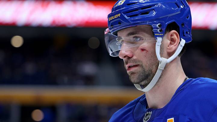 Mar 10, 2026; Buffalo, New York, USA; Buffalo Sabres defenseman Mattias Samuelsson (23) during a stoppage in play against the San Jose Sharks at KeyBank Center. Mandatory Credit: Timothy T. Ludwig-Imagn Images Mar 10, 2026; Buffalo, New York, USA; Buffalo Sabres defenseman Mattias Samuelsson (23) during a stoppage in play against the San Jose Sharks at KeyBank Center. Mandatory Credit: Timothy T. Ludwig-Imagn Images