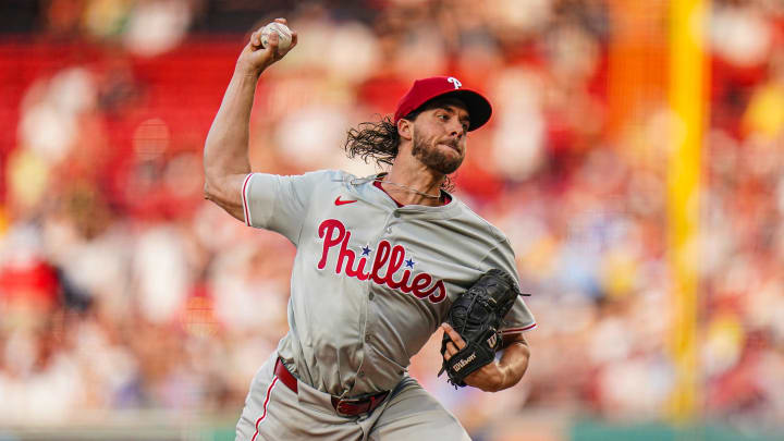 Jun 13, 2024; Boston, Massachusetts, USA; Philadelphia Phillies starting pitcher Aaron Nola (27) throws a pitch against the Boston Red Sox in the first inning at Fenway Park. Jun 13, 2024; Boston, Massachusetts, USA; Philadelphia Phillies starting pitcher Aaron Nola (27) throws a pitch against the Boston Red Sox in the first inning at Fenway Park.