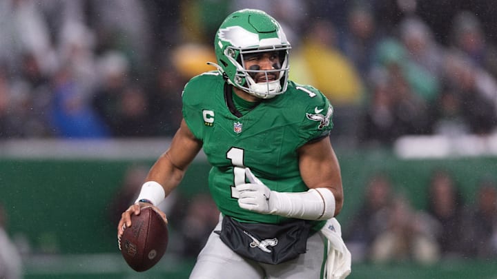 Nov 26, 2023; Philadelphia, Pennsylvania, USA; Philadelphia Eagles quarterback Jalen Hurts (1)