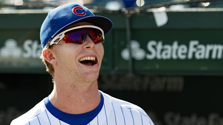 Crow-Armstrong smiles before a baseball game against the St. Louis Cardinals at Wrigley Field. Crow-Armstrong smiles before a baseball game against the St. Louis Cardinals at Wrigley Field.