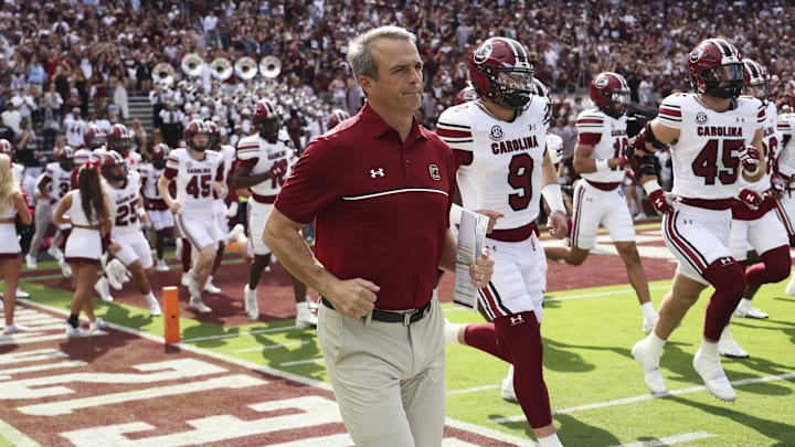 Nov 15, 2025; College Station, Texas, USA; South Carolina Gamecocks head coach Shane Beamer runs onto the field with players before the game against the Texas A&M Aggies at Kyle Field. Mandatory Credit: Troy Taormina-Imagn Images Nov 15, 2025; College Station, Texas, USA; South Carolina Gamecocks head coach Shane Beamer runs onto the field with players before the game against the Texas A&M Aggies at Kyle Field. Mandatory Credit: Troy Taormina-Imagn Images