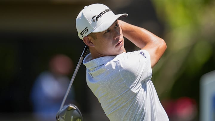 Collin Morikawa tees off on three during the third round of the RBC Heritage golf tournament. Collin Morikawa tees off on three during the third round of the RBC Heritage golf tournament.