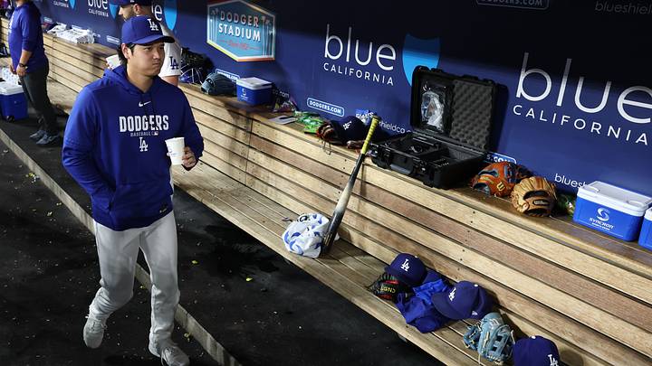Los Angeles Dodgers pitcher Shohei Ohtani (17) looks on during the eighth inning against the Washington Nationals at Dodger Stadium on Sept. 4, 2026.