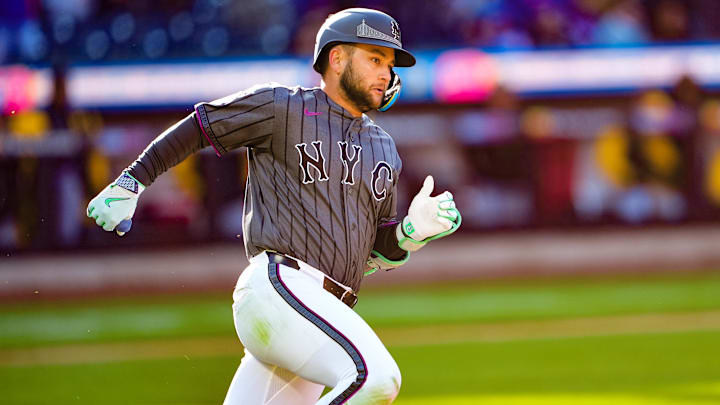 Mar 28, 2026; New York City, New York, USA; New York Mets third baseman Bo Bichette (19) runs out a single during the fourth inning at Citi Field. Mandatory Credit: Gregory Fisher-Imagn Images Mar 28, 2026; New York City, New York, USA; New York Mets third baseman Bo Bichette (19) runs out a single during the fourth inning at Citi Field. Mandatory Credit: Gregory Fisher-Imagn Images