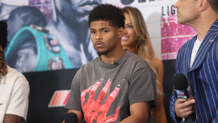 Shakur Stevenson during a March 7, 2024 press conference.
