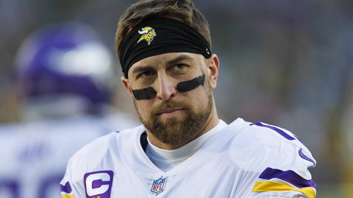 Minnesota Vikings wide receiver Adam Thielen (19) looks on during warmups prior to the game against the Green Bay Packers at Lambeau Field.