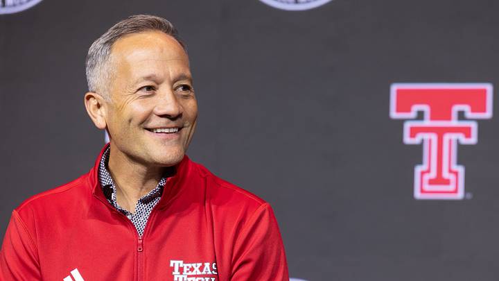 Oct 20, 2026; Kansas City, MO, USA; Texas Tech coach Grant Mccasland interviewed during the Big 12 Media Days event at T-Mobile Center. Mandatory Credit: William Purnell-Imagn Images Oct 20, 2026; Kansas City, MO, USA; Texas Tech coach Grant Mccasland interviewed during the Big 12 Media Days event at T-Mobile Center. Mandatory Credit: William Purnell-Imagn Images