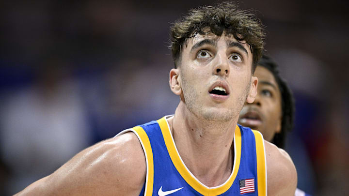 Feb 11, 2025; Dallas, Texas, USA; Pittsburgh Panthers forward Guillermo Diaz Graham (25) looks on during the second half against the Southern Methodist Mustangs at Moody Coliseum. Mandatory Credit: Jerome Miron-Imagn Images